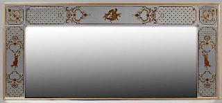Italian Style Eglomise Overmantle Mirror, 20th c.,