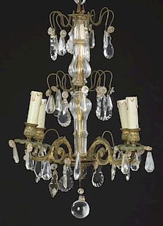 French Brass Louis XV Style Four Light Chandelier,