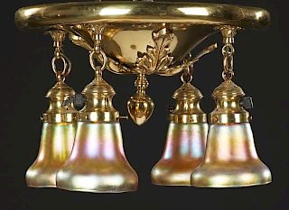 American Polished Brass Four Light Ceiling Fixture