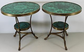 Pair of Fine & Impressive Bronze & Malachite Table