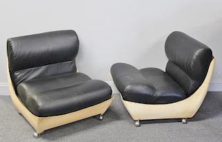 Unusual Pair of Molded Midcentury Lounge Chairs.