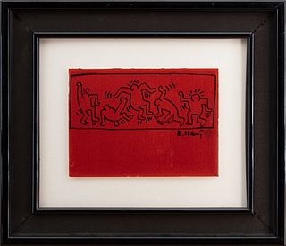KEITH HARRING, Dance Projects, black marker on gift wrap paper