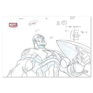 Marvel Comics, "Captain America" Original Production Drawing on Animation Paper, with Letter of Authenticity