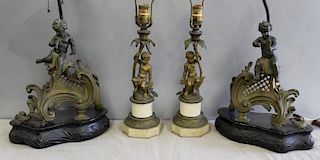 Lot of 2 Bronze Chenets and a Pair of Bronze