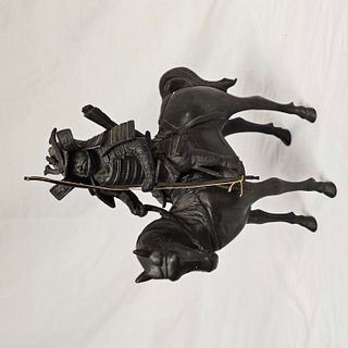 Bronze Seated Samurai on Horse