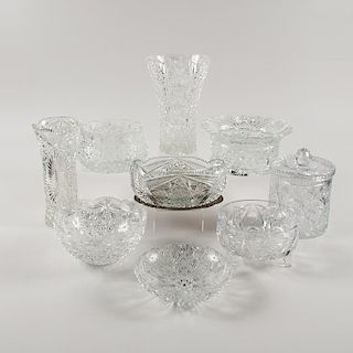 American Brilliant Cut Glass, Lot of Eight