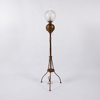 Brass Piano Lamp with Frosted Glass Shade