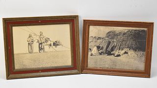 FRAMED NATIVE AMERICAN PHOTOS FROM BOOK PAGES 