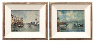 Louis Dali (French, 1905-1994) Oil on Canvas, "Canal Scenes", H 8.75" W 10.5" 2 pcs
