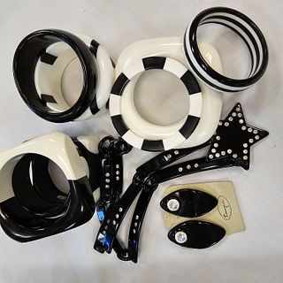 Gouping of Black & White Resin Jewelry