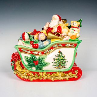 Spode Cookie Jar, Christmas Tree Santa in Sleigh