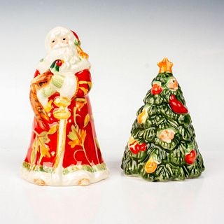 2pc Fitz and Floyd Salt + Pepper Shakers, Bountiful Holiday