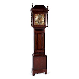Tall Case Clock in Oak with Mahogany Inlay