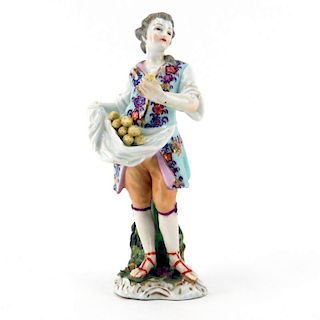 19th Century Dresden Hand Painted Porcelain Figurine Holding Fruits