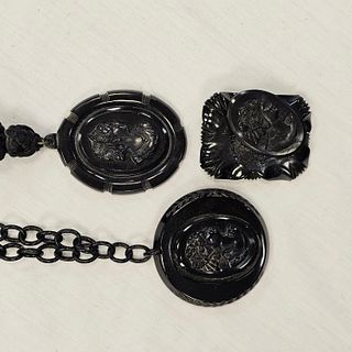 Black Resin Victorian Revival Cameo Jewelry