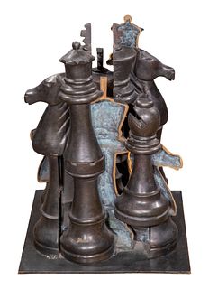 Arman (French, 1928-2005) 'Gambit' Bronze Sculpture