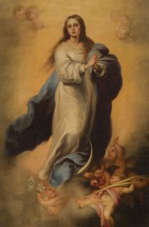 After Bartolome Esteban Murillo (Spanish, 1617-1682) 'The Immaculate Conception' Oil on Linen