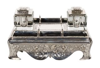 Sterling Silver Inkwell and Pen Stand