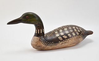 CARVED COMMON LOON DECOY BY PATRICIA ADAMEK