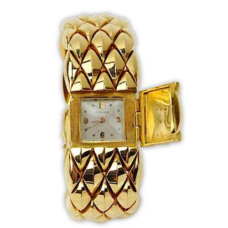Lady's Vintage Heavy 18 Karat Longines Manual Movement Bracelet Watch