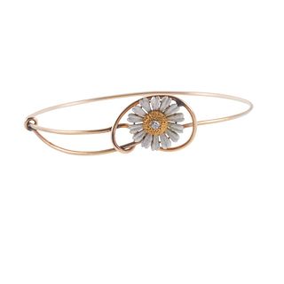 Antique Victorian 14k Gold Enamel Diamond Daisy Flower Bracelet
