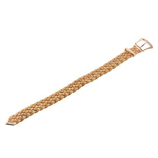 Retro Mid Century 14k Gold Braided Buckle Bracelet