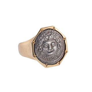 18k Gold Silver Coin Ring