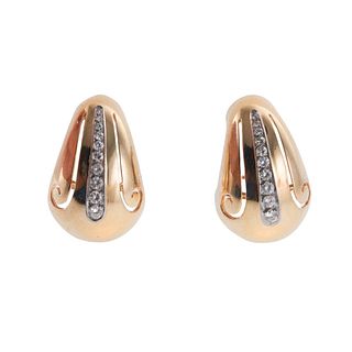 1940s 14k Gold Diamond Teardrop Earrings