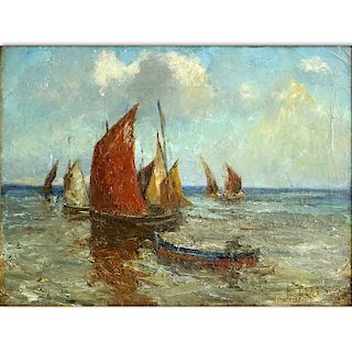 Edwin Ellis, British (1841 - 1895) Oil on canvas "Fishing On Dogger Bank" Signed lower right