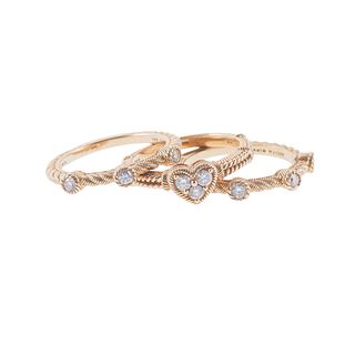 Judith Ripka 14k Gold Diamond Stackable Ring Set of 3
