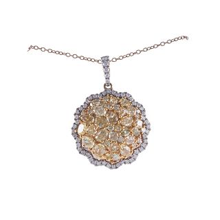 Kallati 3.00ctw Fancy White Diamond Gold Pendant Necklace 