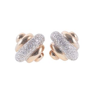 Mid Century 14k Gold Diamond Earrings