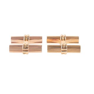 Boucheron Paris 18k Gold Amethyst Onyx Wood Interchangeable Cufflinks