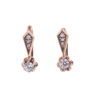 Antique 14k Rose Gold Diamond Earrings