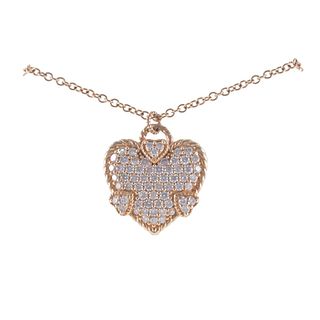 Judith Ripka 14k Gold Diamond Heart Pendant Necklace