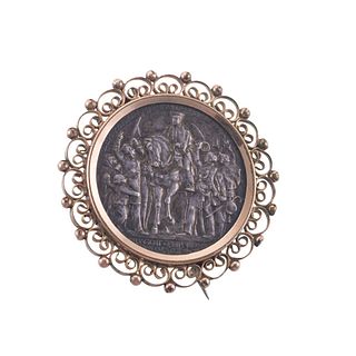 Antique 14k Gold Coin Brooch Pin