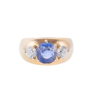 Certified 3.67ct Ceylon No Heat Sapphire Gold Diamond Ring