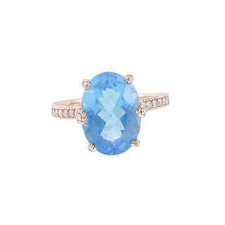 Judith Ripka 14k Gold Blue Quartz Diamond Ring