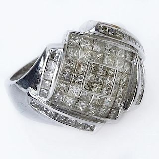 Vintage Princess Cut Diamond and 14 Karat White Gold Ring