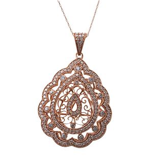14k Rose Gold Diamond Pendant Necklace 