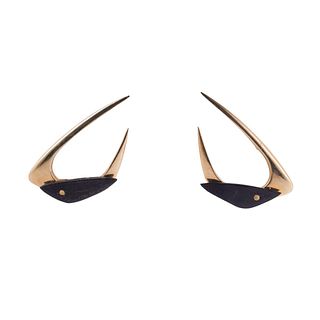 1950s Modernist 14k Gold Wood Earrings