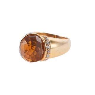 Antonini 18k Gold Citrine Diamond Ring