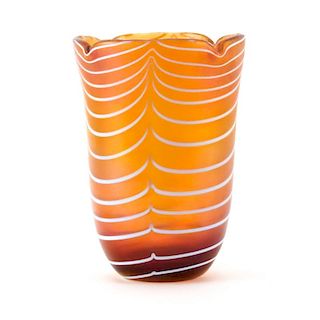Possibly: Louis Comfort Tiffany (American, 1848-1933) Amber Ground Favrile Glass Vase