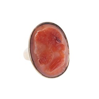Antique 14k Gold Agate Cameo Ring