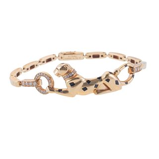 Cartier Panthere 18k Gold Diamond Enamel Bracelet