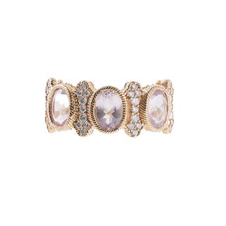Judith Ripka 14k Gold Diamond Rose Quartz Ring