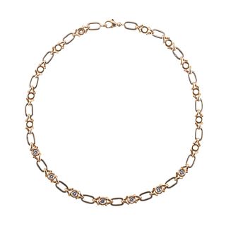 Fred Paris French 18k Gold Diamond Link Necklace