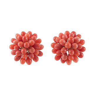 Antique 18k Gold Coral Earrings