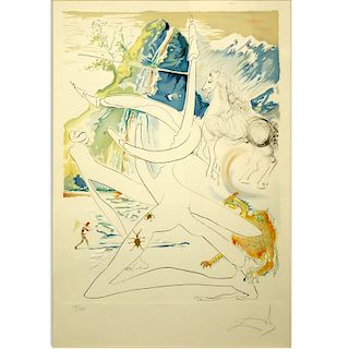 Salvador Dalí, Spanish (1904-1989) Circa 1974 Drypoint Etching and Lithograph in Colors, The conquest of the cosmos: the uni