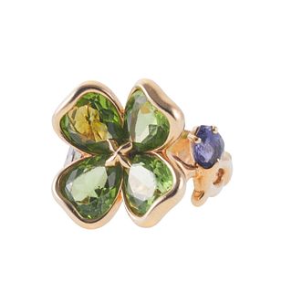 Chanel 18k Gold Iolite Peridot Flower Ring
